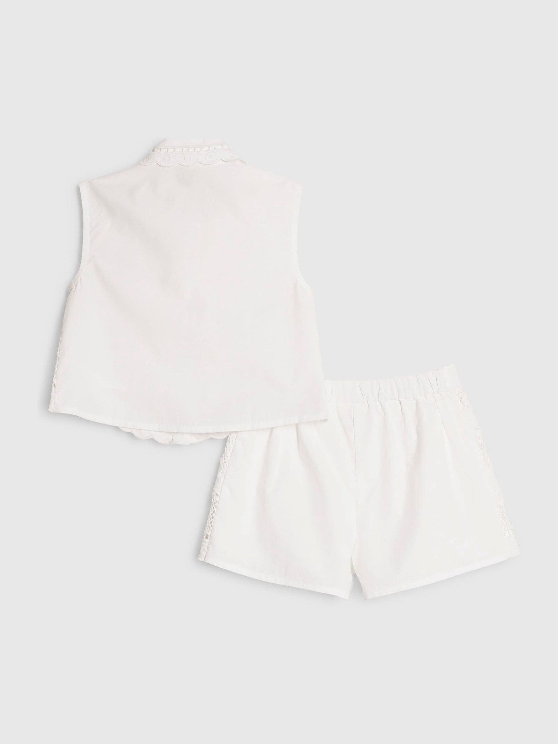 River Island White Palm Waistcoat Shirt & Shorts Set image 2