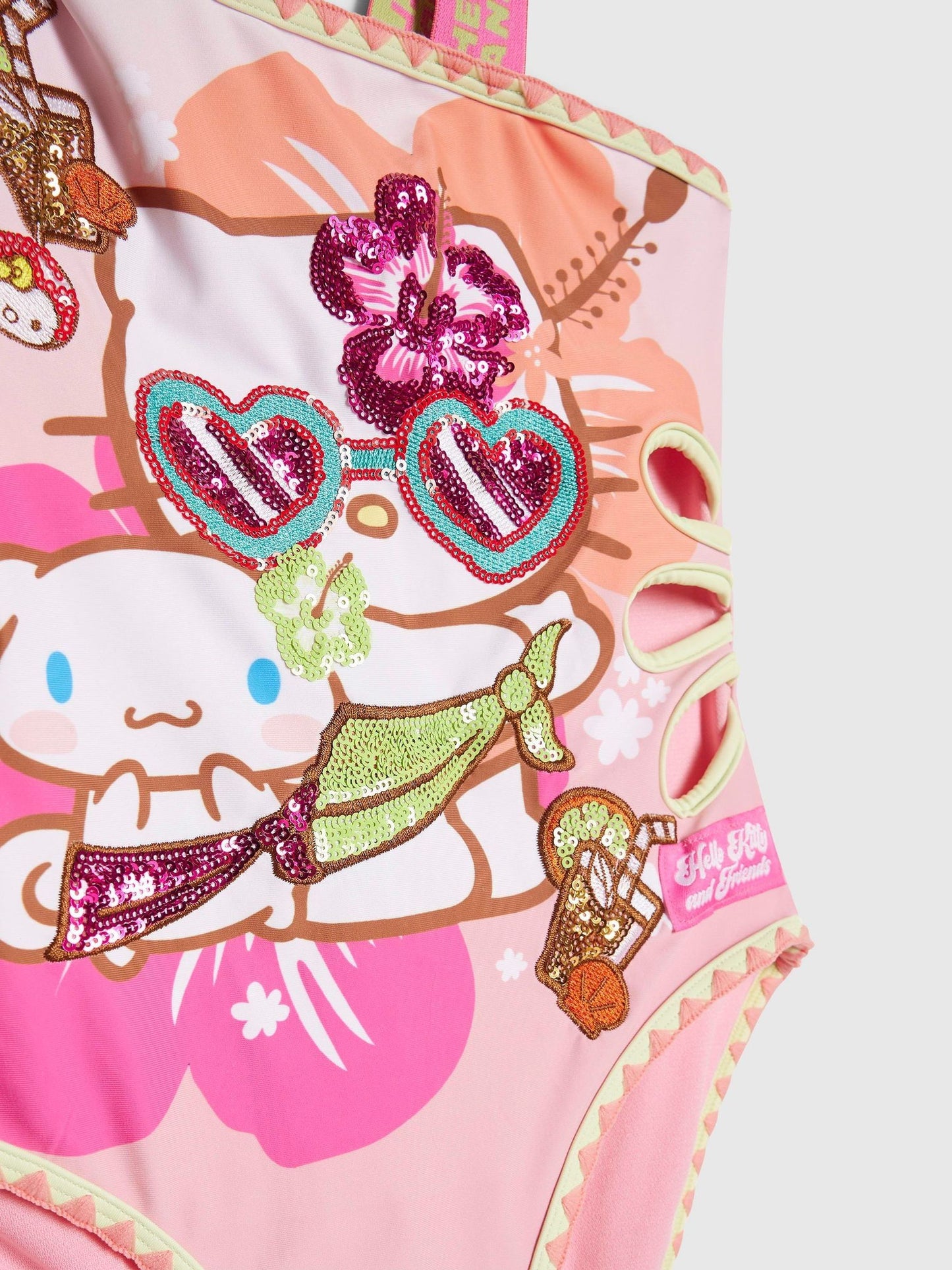 Dsiney Kidz - River Island Pink Hello Kitty Asymmetric Swimsuit image 3