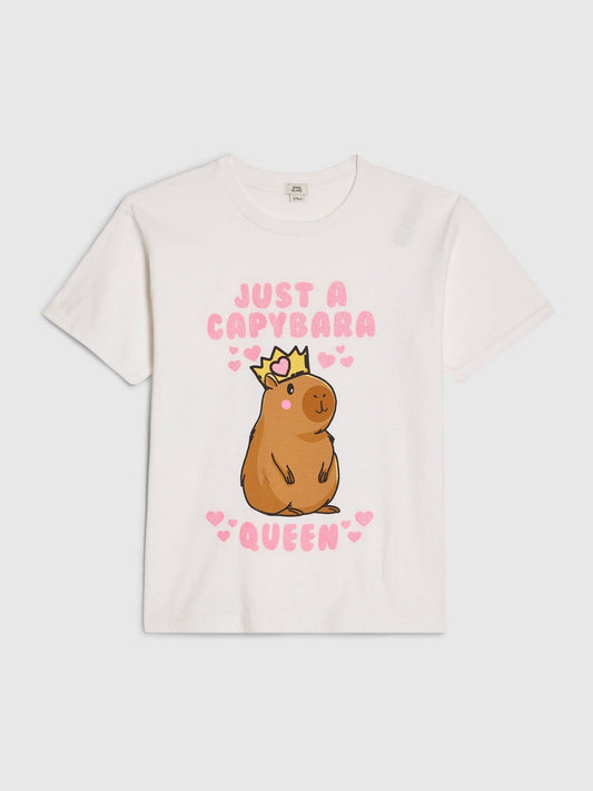 Dsiney Kidz - River Island White Capybara Queen Boyfriend T-Shirt image 1