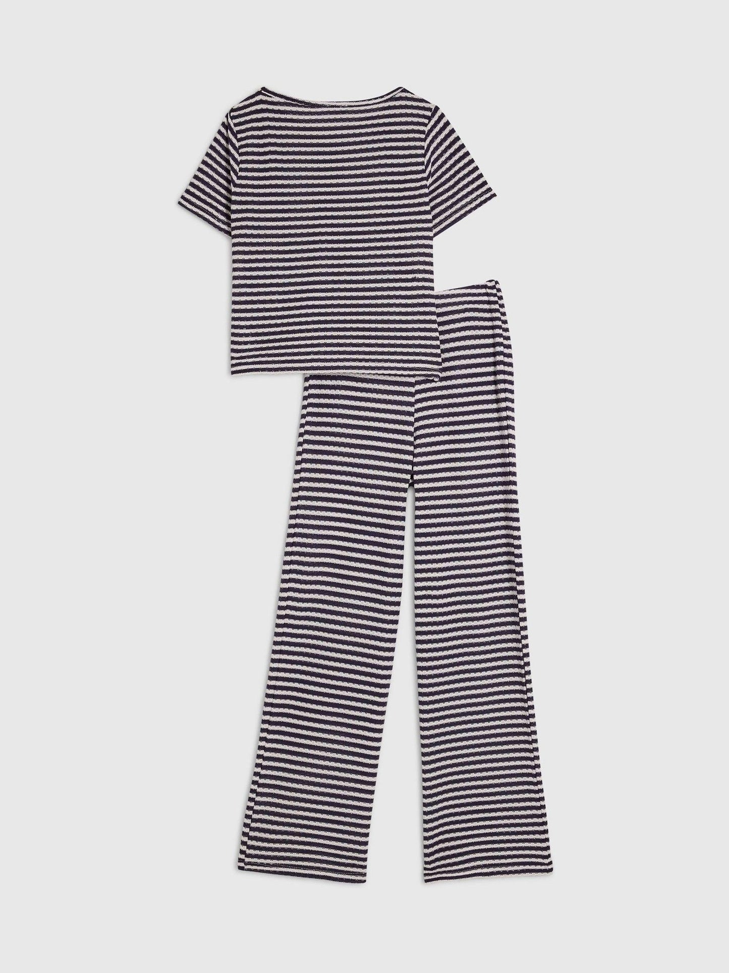 Dsiney Kidz - River Island Blue Stripe Textured Tie Top & Short Set image 2