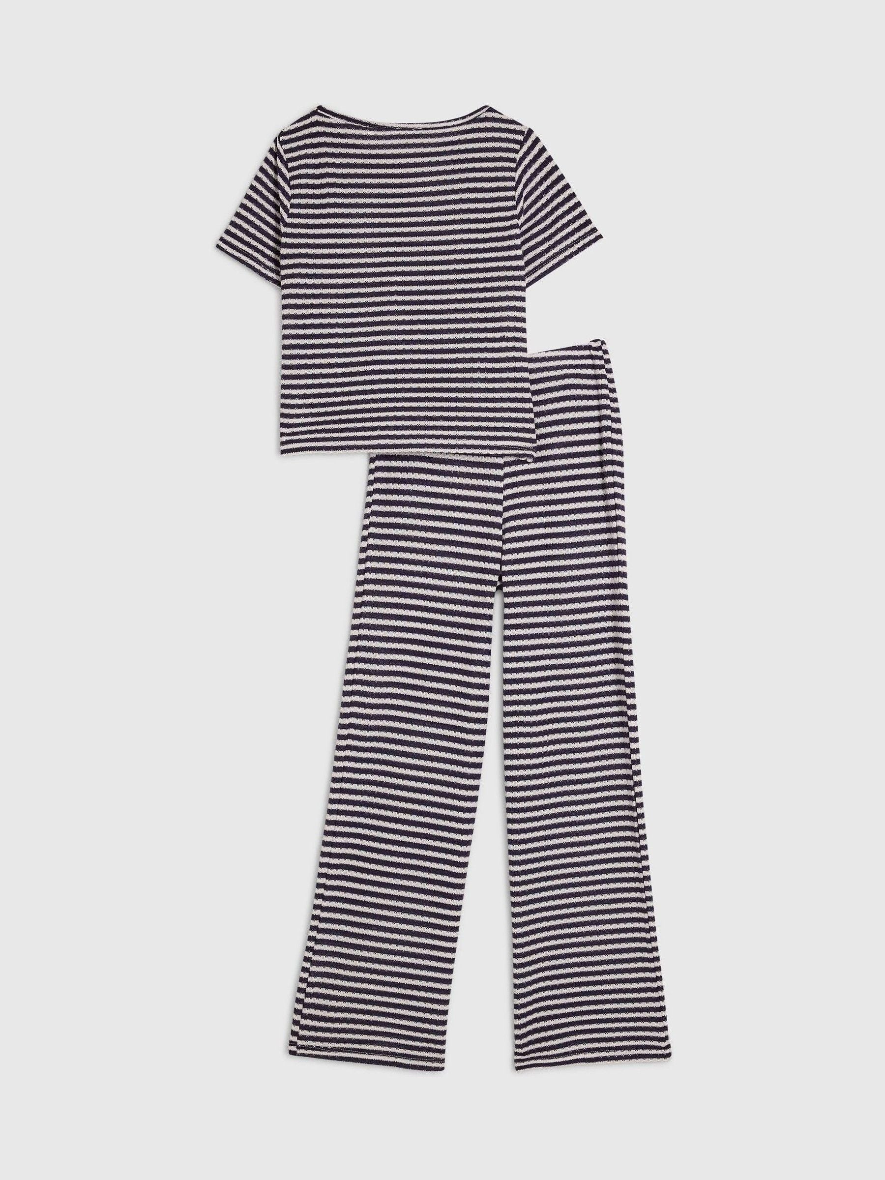 Dsiney Kidz - River Island Blue Stripe Textured Tie Top & Short Set image 2