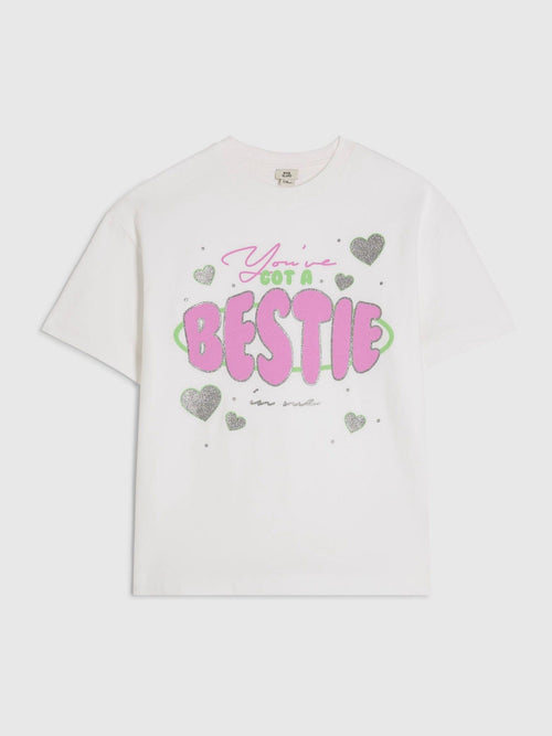 Dsiney Kidz - River Island Pink You Got a Bestie T-Shirt image 1