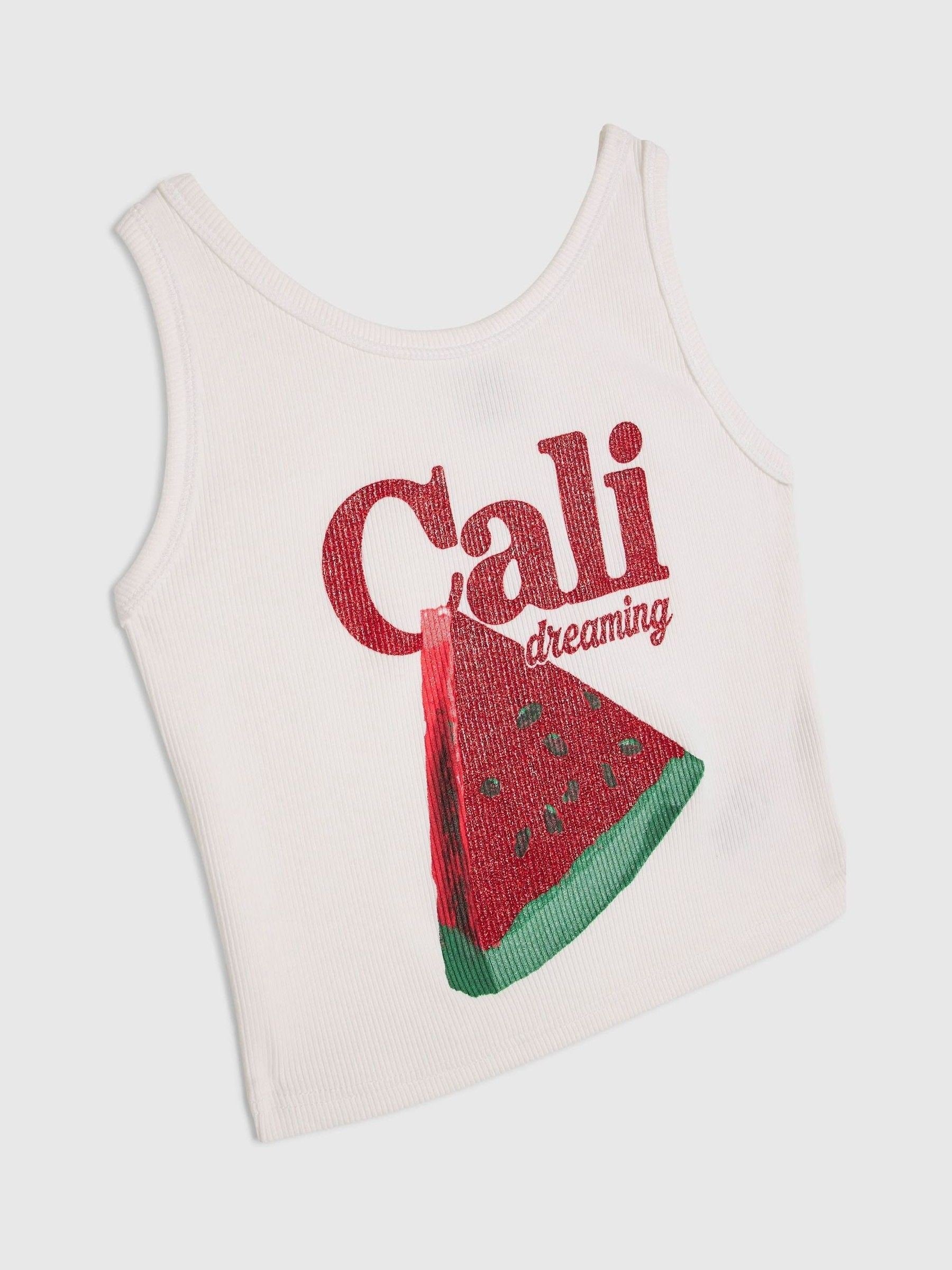Dsiney Kidz - River Island White Glitter Strawberry Tank Top image 3