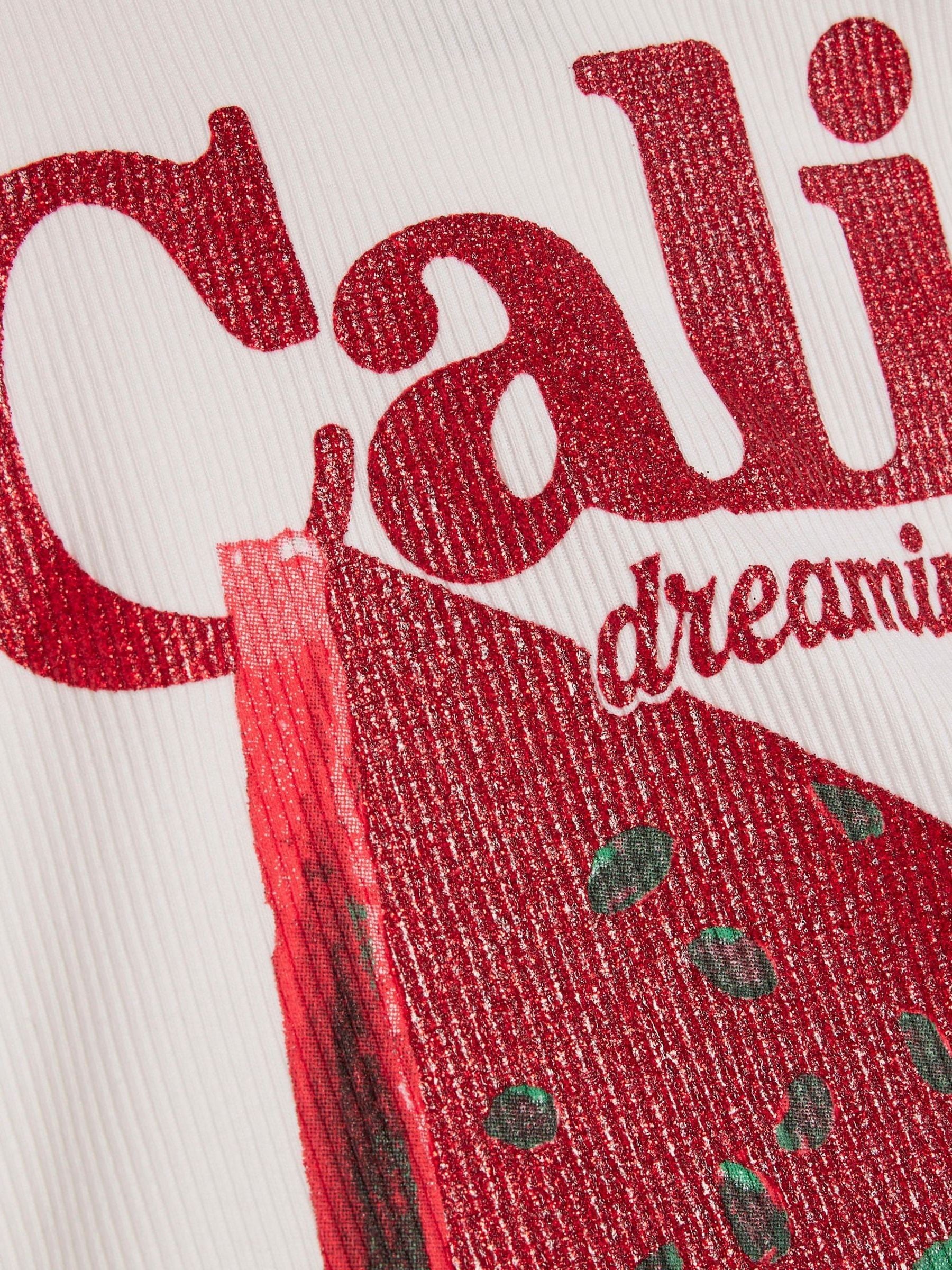 Dsiney Kidz - River Island White Glitter Strawberry Tank Top image 4