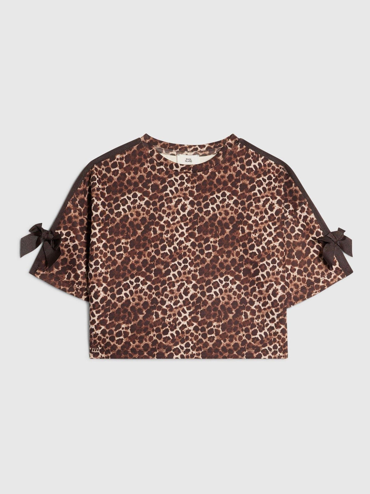 Dsiney Kidz - River Island Brown Premium Leopard Print Boxy Fit T-Shirt image 1