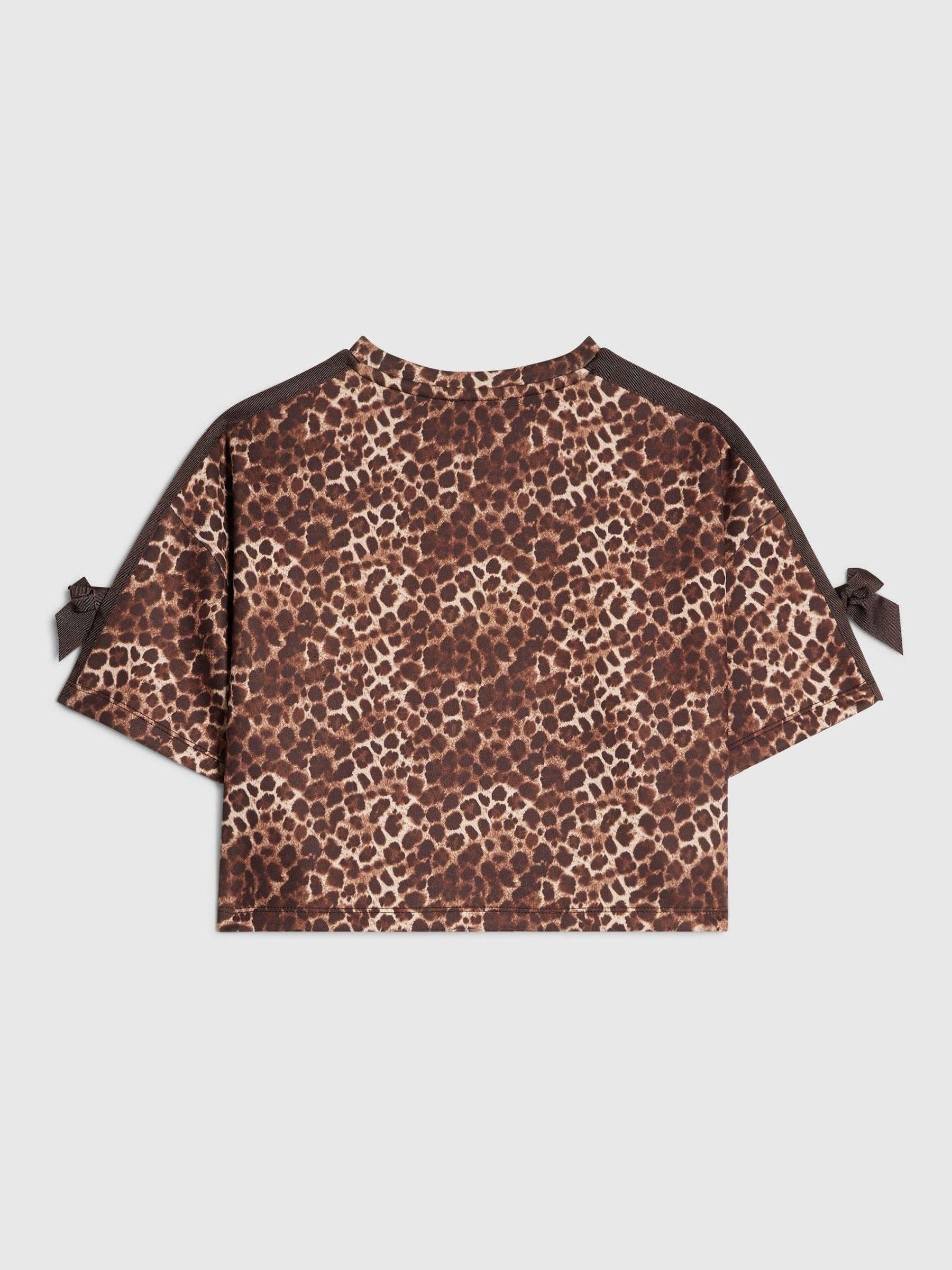 Dsiney Kidz - River Island Brown Premium Leopard Print Boxy Fit T-Shirt image 2
