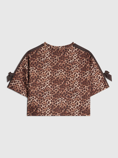 Dsiney Kidz - River Island Brown Premium Leopard Print Boxy Fit T-Shirt image 2