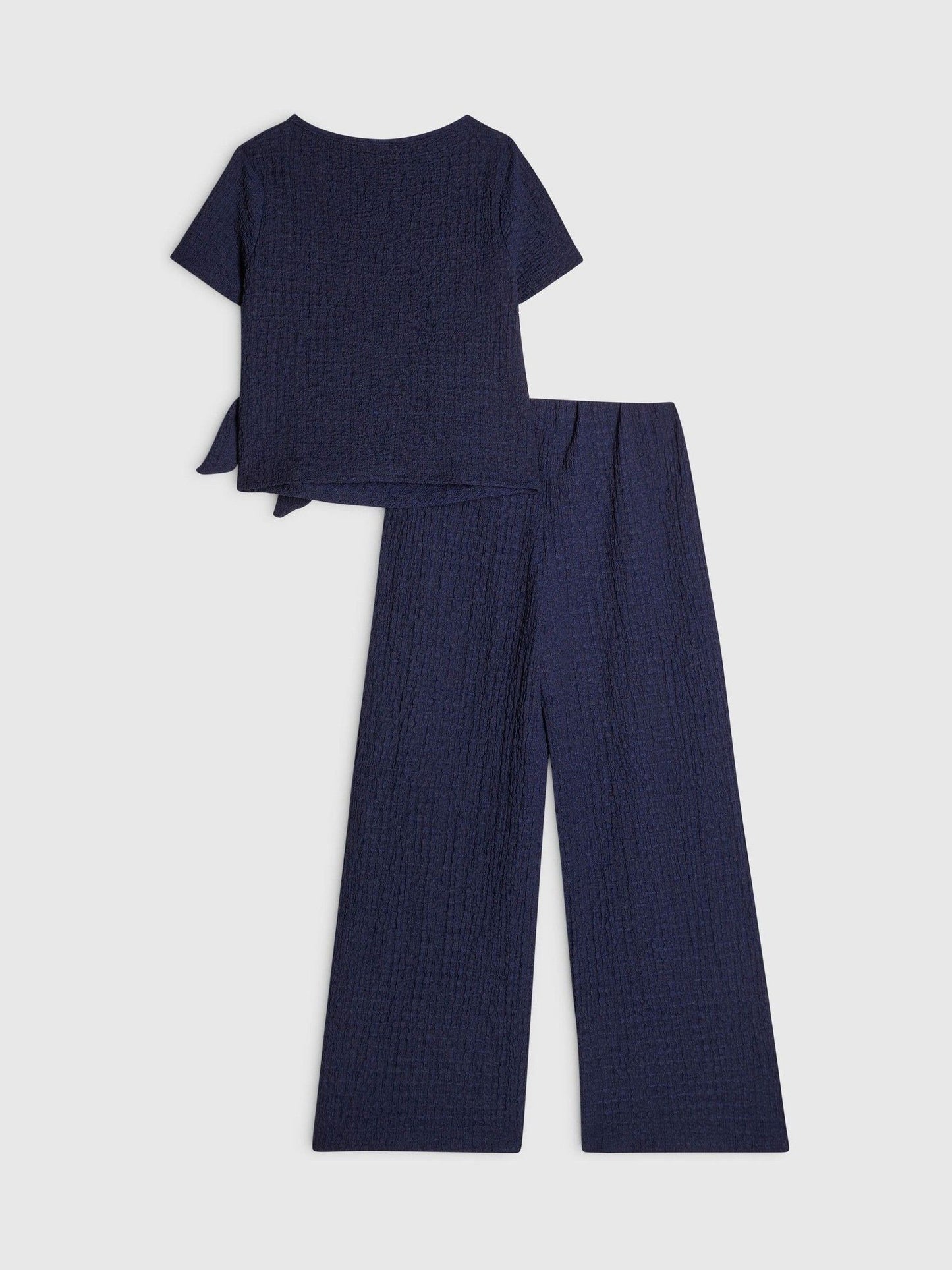 Dsiney Kidz - River Island Dark Blue Stripe Textured Tie Top & Short Set image 2