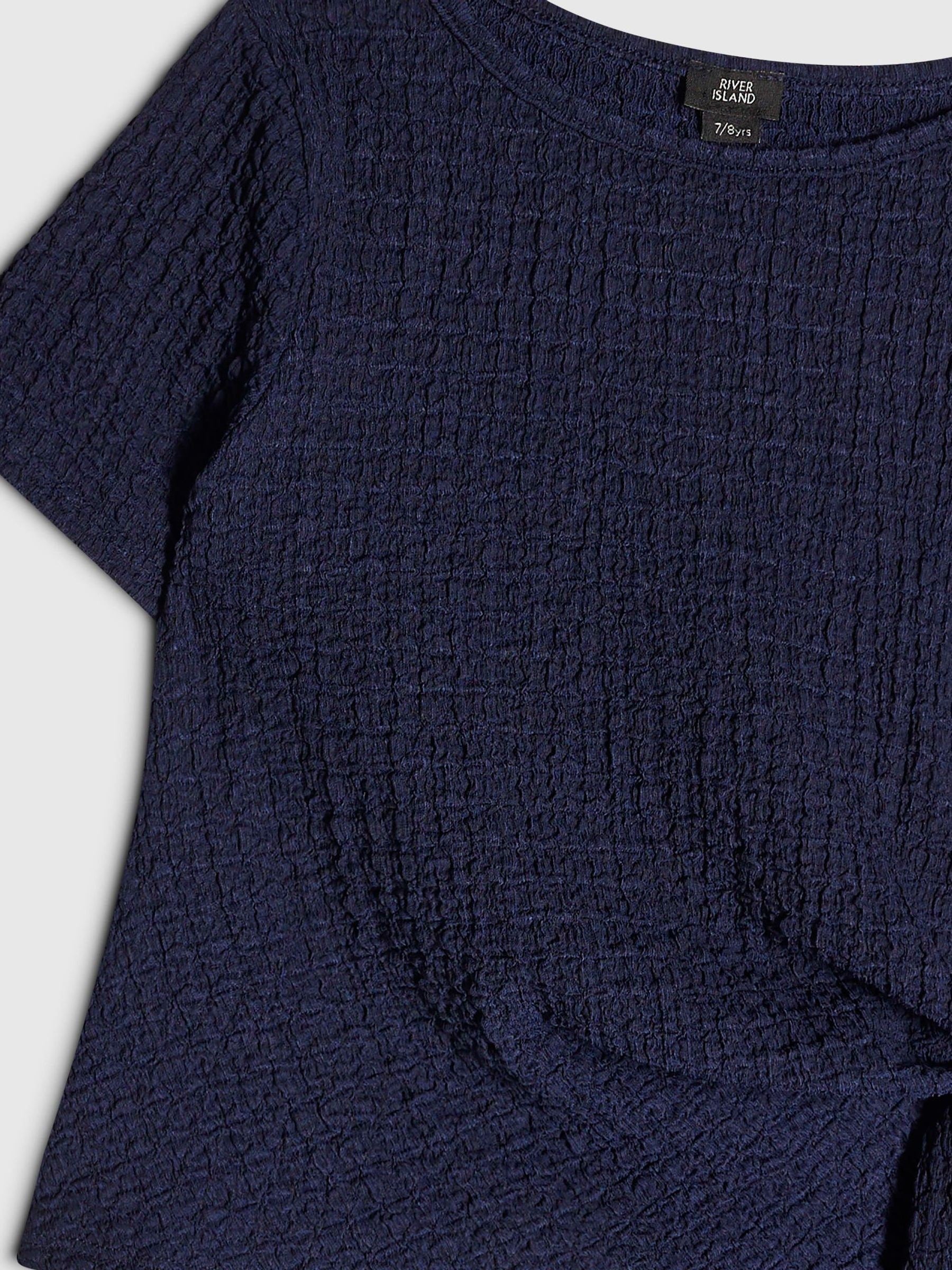 Dsiney Kidz - River Island Dark Blue Stripe Textured Tie Top & Short Set image 4