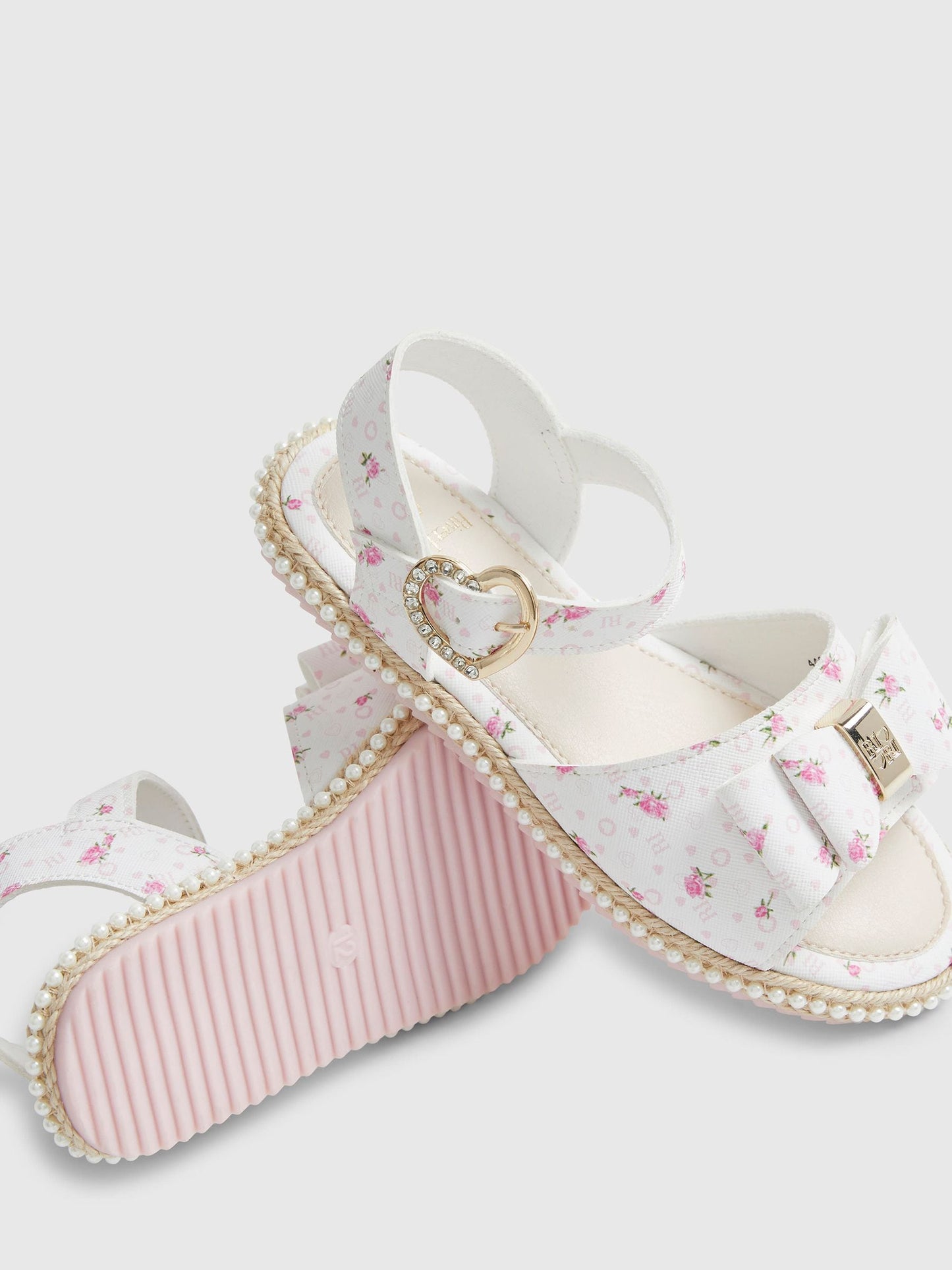 River Island White Ditsy Monogramme Sandals image 4