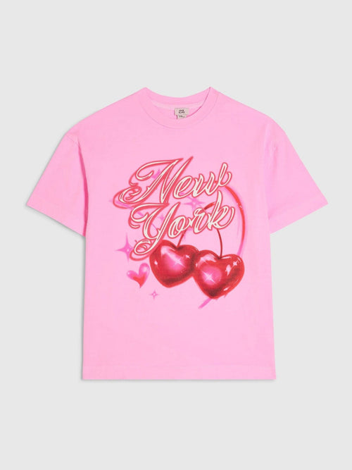 Dsiney Kidz - River Island Pink Cherry Airbrush Neon T-Shirt image 1