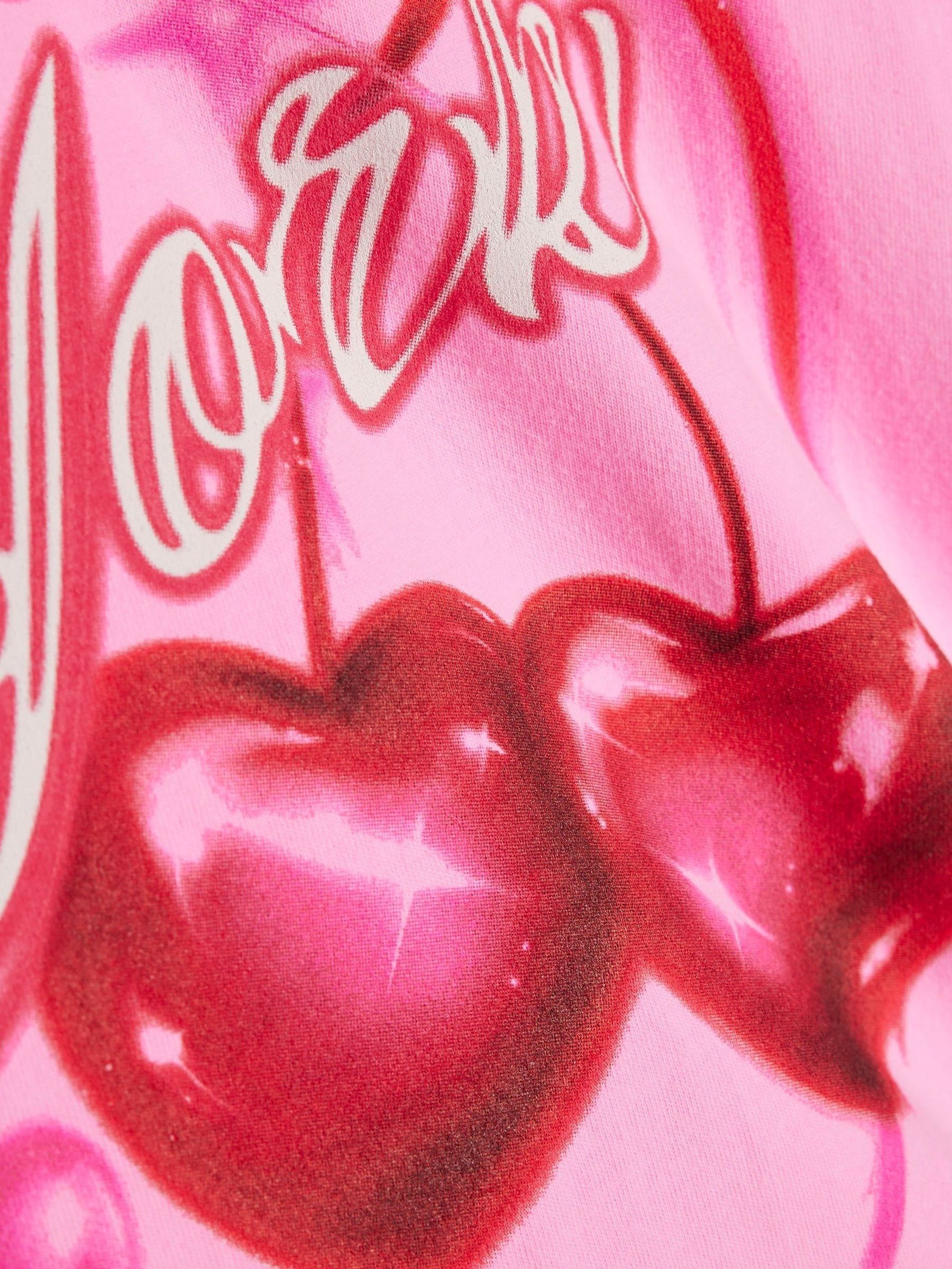 Dsiney Kidz - River Island Pink Cherry Airbrush Neon T-Shirt image 4