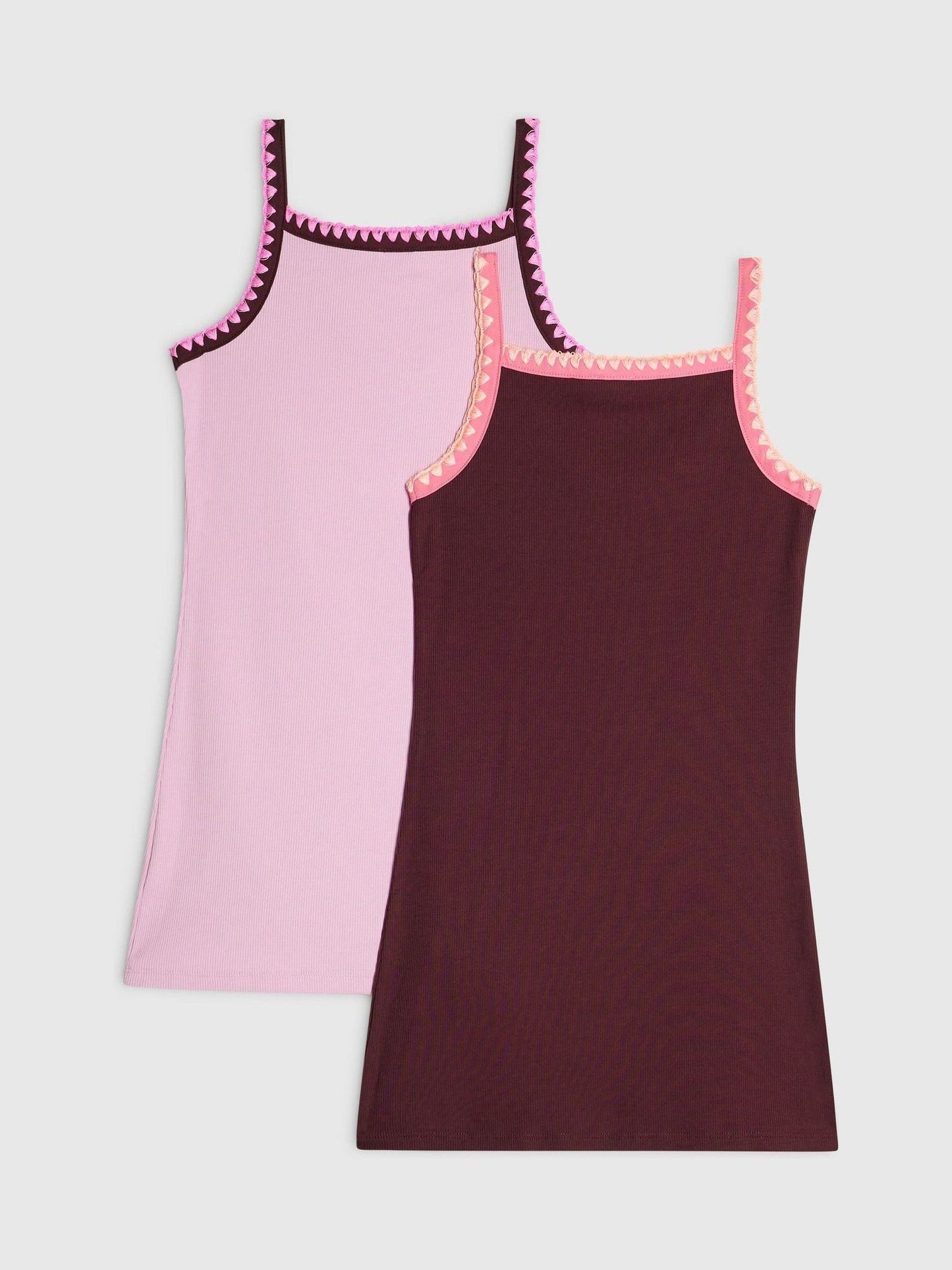 Dsiney Kidz - River Island Purple/Pink Embroidered Cami Dresses 2 Pack image 2