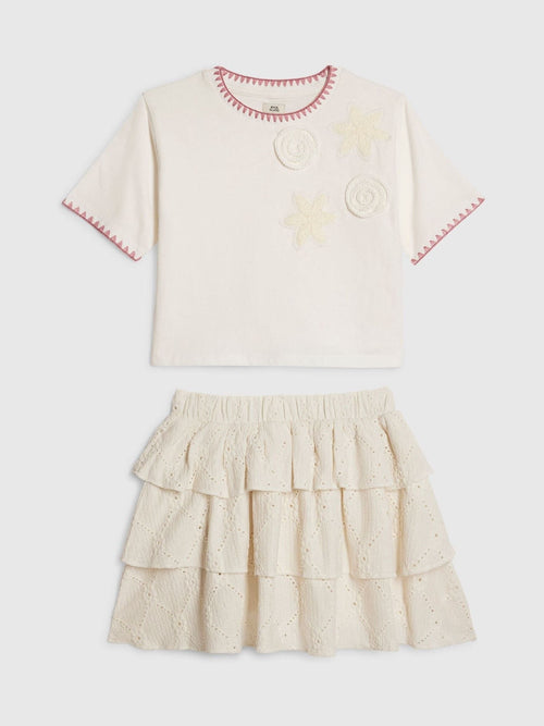 Dsiney Kidz - River Island Cream Crochet Shirt & Rara Skirt Set image 1