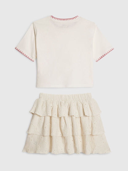 Dsiney Kidz - River Island Cream Crochet Shirt & Rara Skirt Set image 2