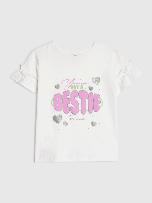 Dsiney Kidz - River Island White Got a Bestie T-Shirt image 1