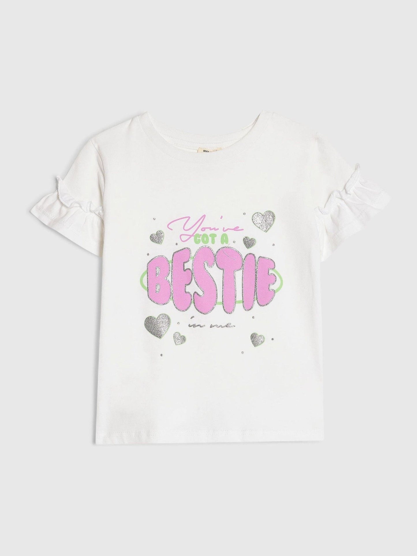Dsiney Kidz - River Island White Got a Bestie T-Shirt image 1
