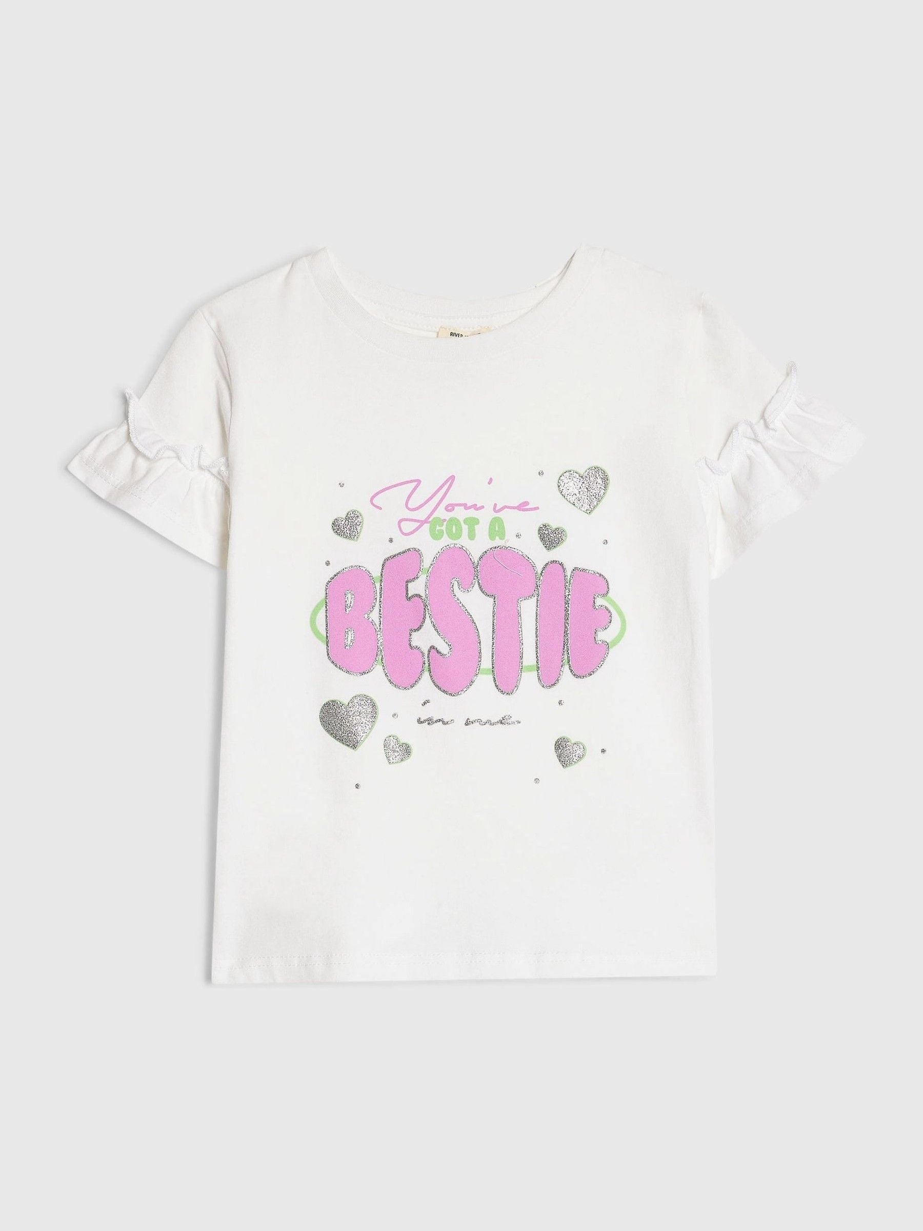 Dsiney Kidz - River Island White Got a Bestie T-Shirt image 1