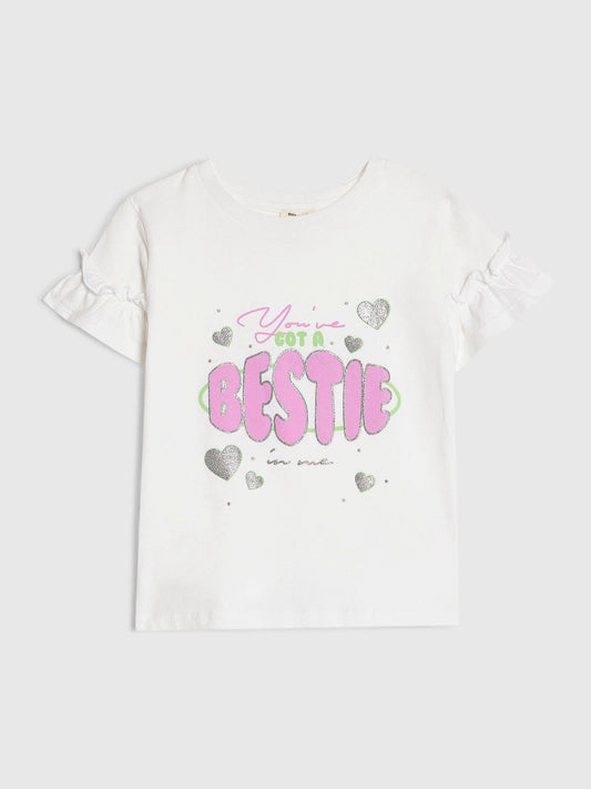Dsiney Kidz - River Island White Got a Bestie T-Shirt image 1