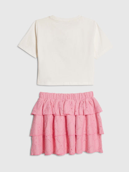 Dsiney Kidz - River Island Pink Floral T-Shirt & Rara Skirt Set image 2