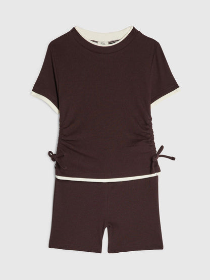 Dsiney Kidz - River Island Brown Ruched Top & Shorts Set image 1