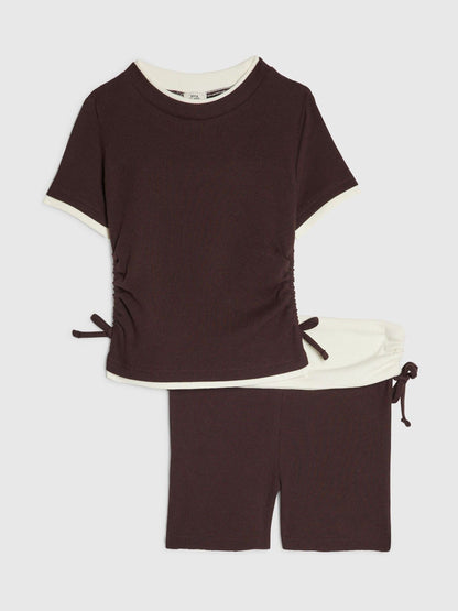 Dsiney Kidz - River Island Brown Ruched Top & Shorts Set image 2