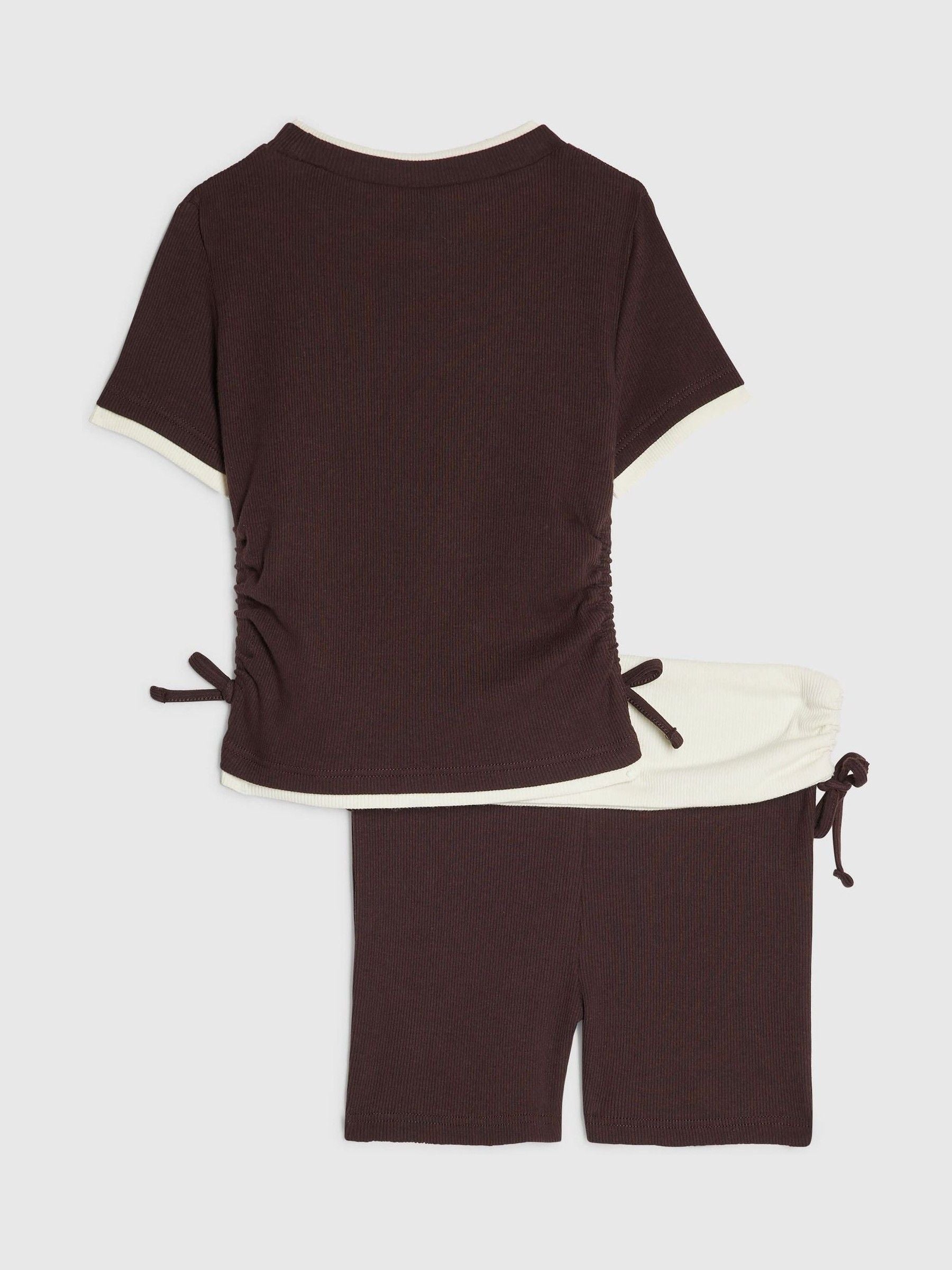 Dsiney Kidz - River Island Brown Ruched Top & Shorts Set image 3