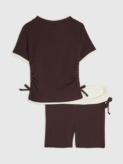 Dsiney Kidz - River Island Brown Ruched Top & Shorts Set image 3