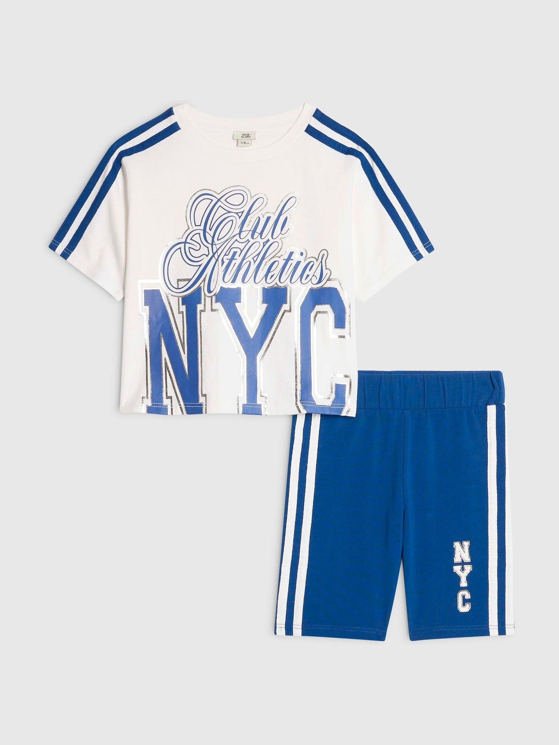 Dsiney Kidz - River Island White Number T-Shirt & Cycle Shorts Set image 1