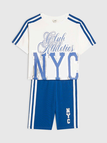 Dsiney Kidz - River Island White Number T-Shirt & Cycle Shorts Set image 3