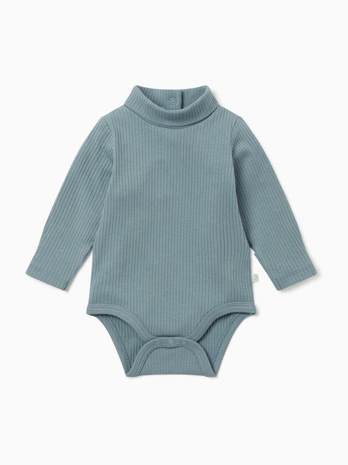 Dsiney Kidz - MORI Blue Soft and Stretchy Ribbed Roll Neck Bodysuit image 1