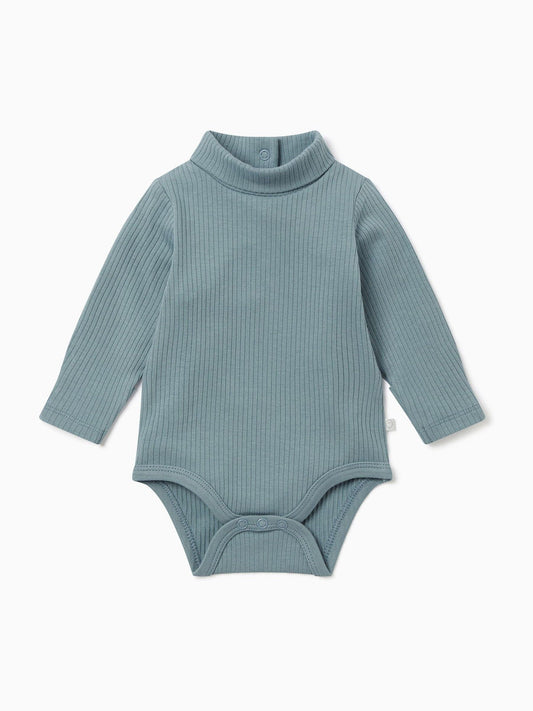 Dsiney Kidz - MORI Blue Soft and Stretchy Ribbed Roll Neck Bodysuit image 1