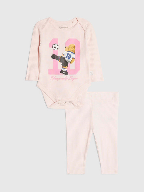 River Island Pink World Cup Bear Bodysuit & Legging Set image 1