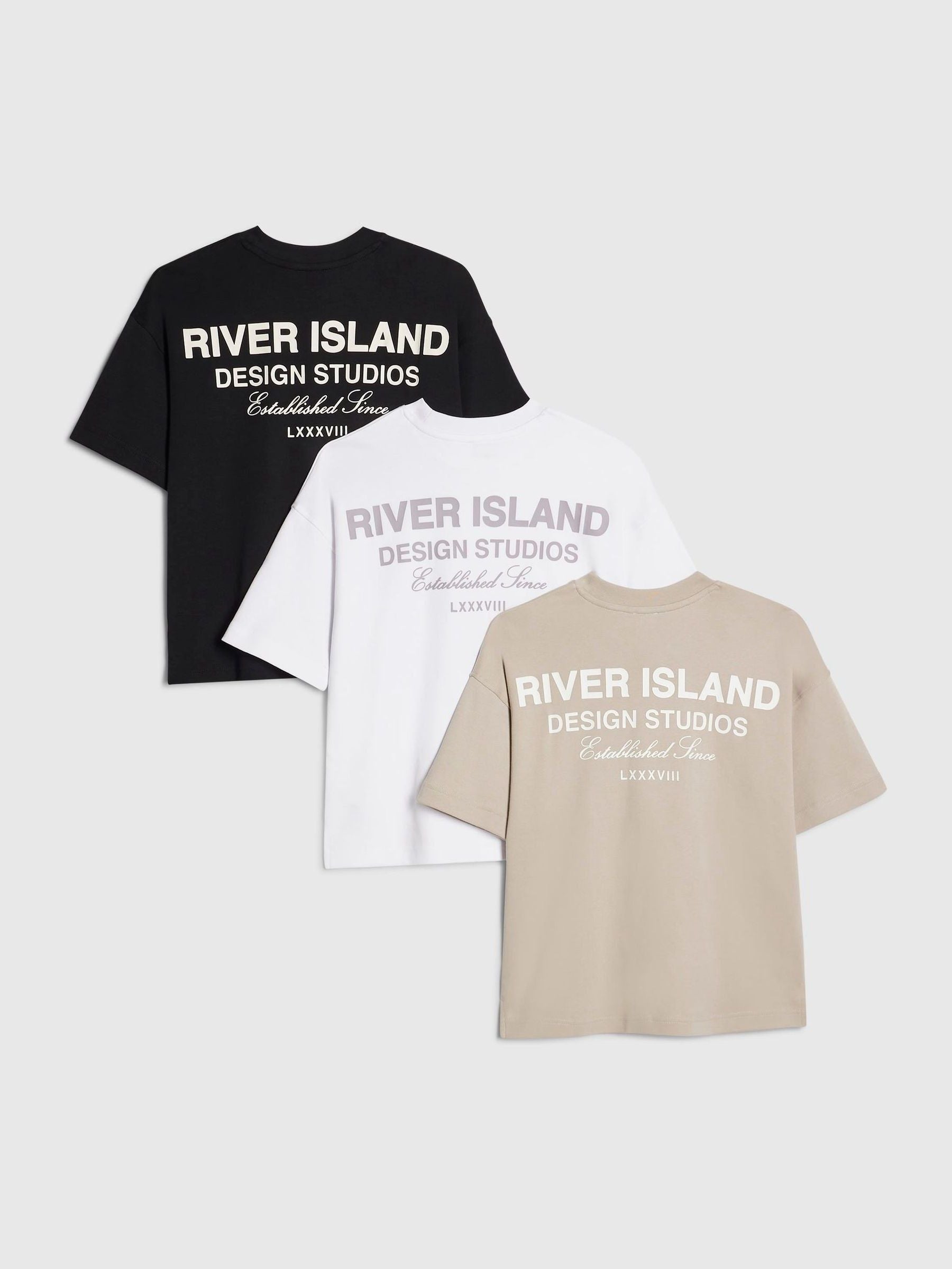 Dsiney Kidz - River Island Blue Branded Back Print T-Shirt 3 Pack image 1