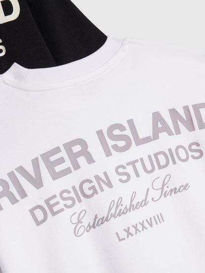 Dsiney Kidz - River Island Blue Branded Back Print T-Shirt 3 Pack image 3