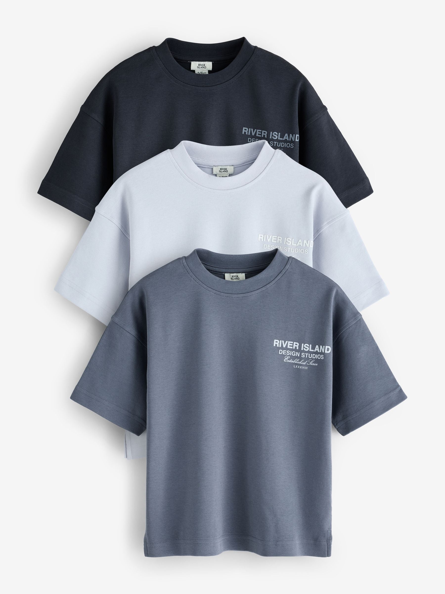 Dsiney Kidz - River Island Brown Branded Back Print T-Shirt 3 Pack image 1