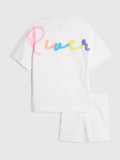 Dsiney Kidz - River Island White River Logo T-Shirt & Cycle Shorts Set image 1