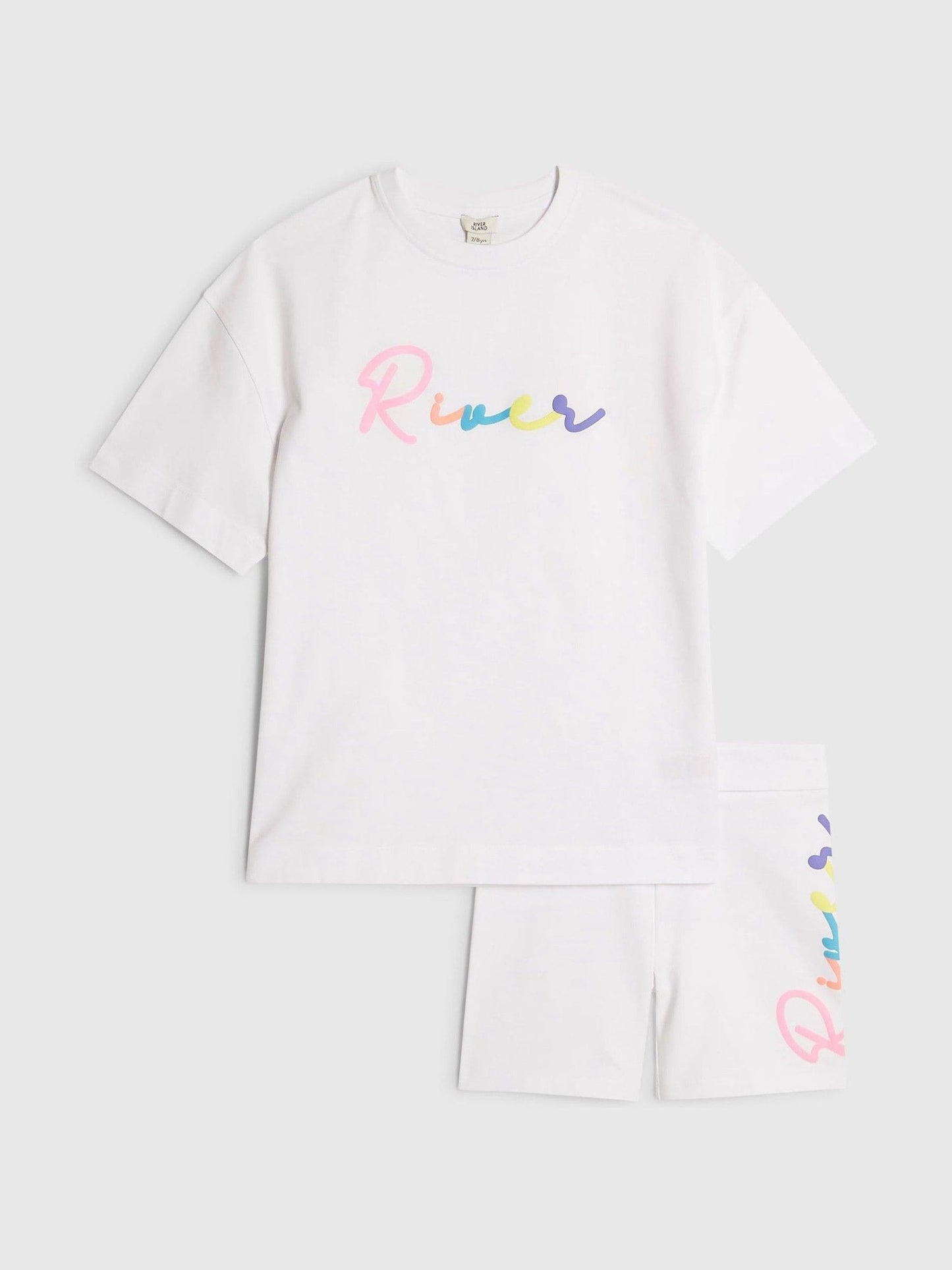 Dsiney Kidz - River Island White River Logo T-Shirt & Cycle Shorts Set image 2