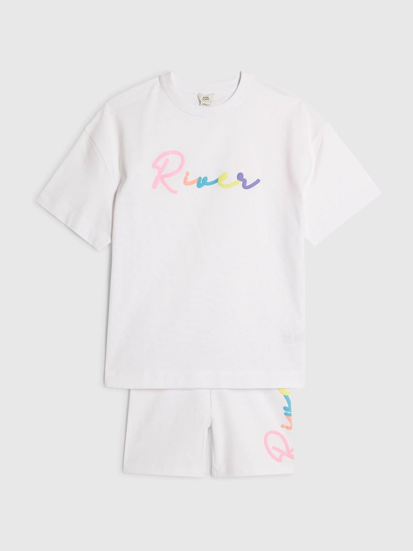 Dsiney Kidz - River Island White River Logo T-Shirt & Cycle Shorts Set image 3
