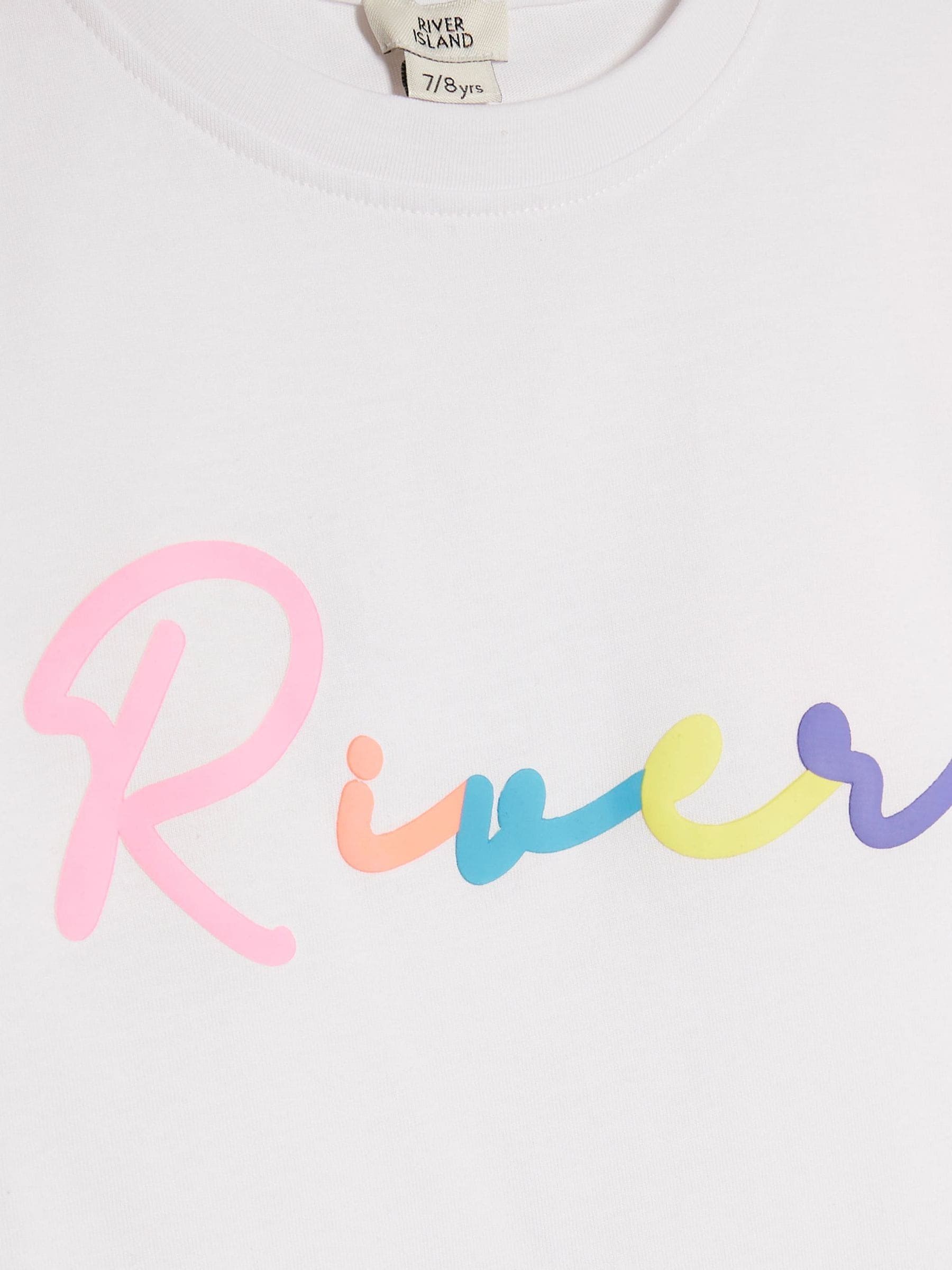 Dsiney Kidz - River Island White River Logo T-Shirt & Cycle Shorts Set image 4