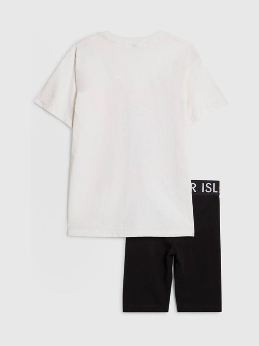 Dsiney Kidz - River Island White Pop Soda Queen T-Shirt & Cycle Short Set image 2