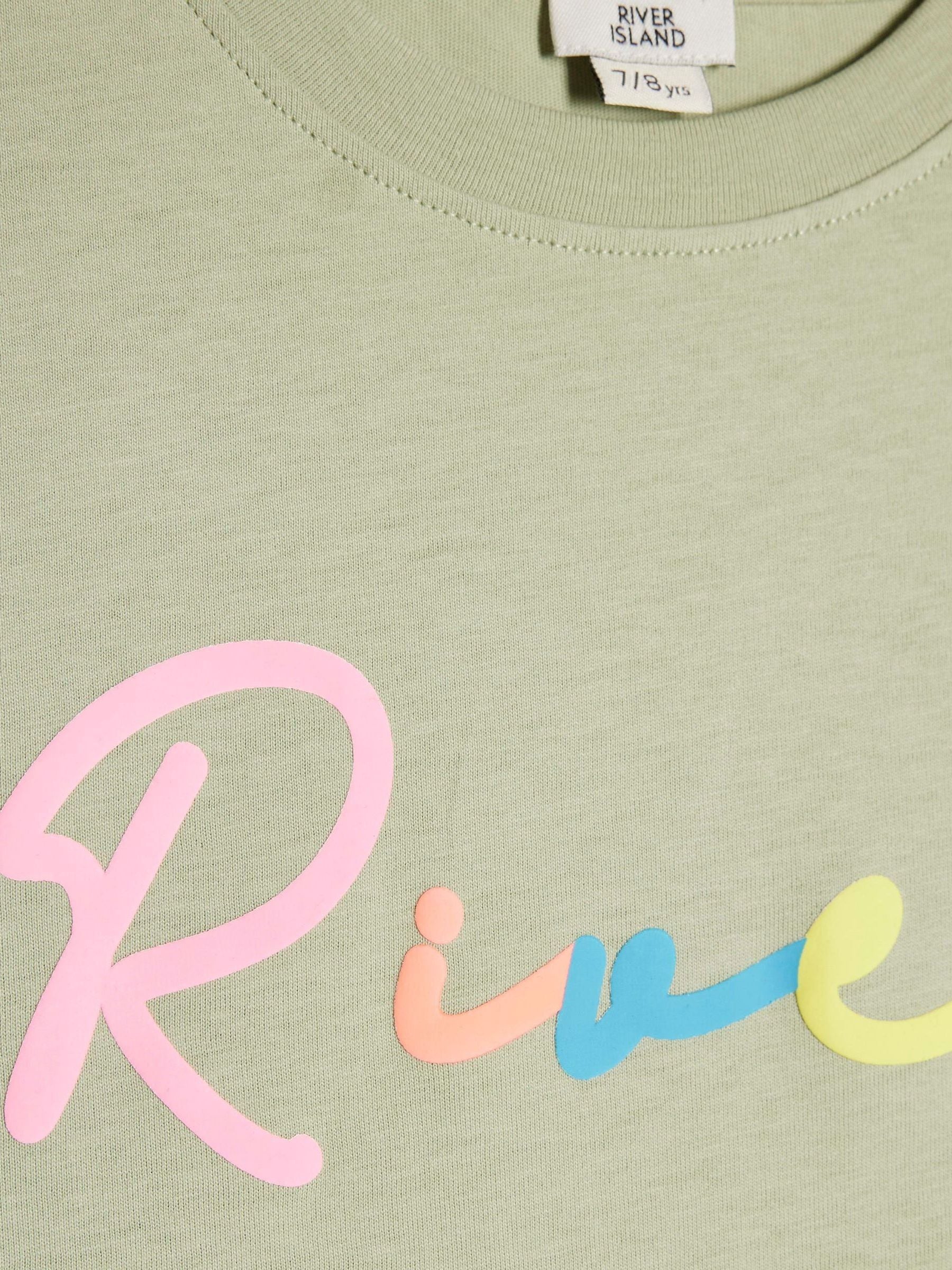 Dsiney Kidz - River Island Green River Logo T-Shirt & Cycle Shorts Set image 5