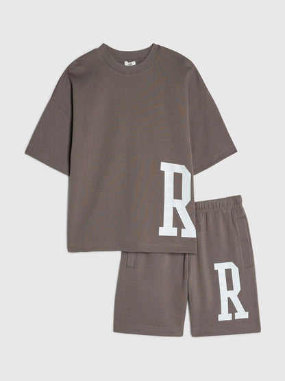 Dsiney Kidz - River Island Brown River Varsity T-Shirt & Shorts Set image 1