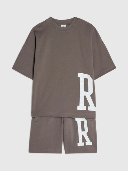 Dsiney Kidz - River Island Brown River Varsity T-Shirt & Shorts Set image 2