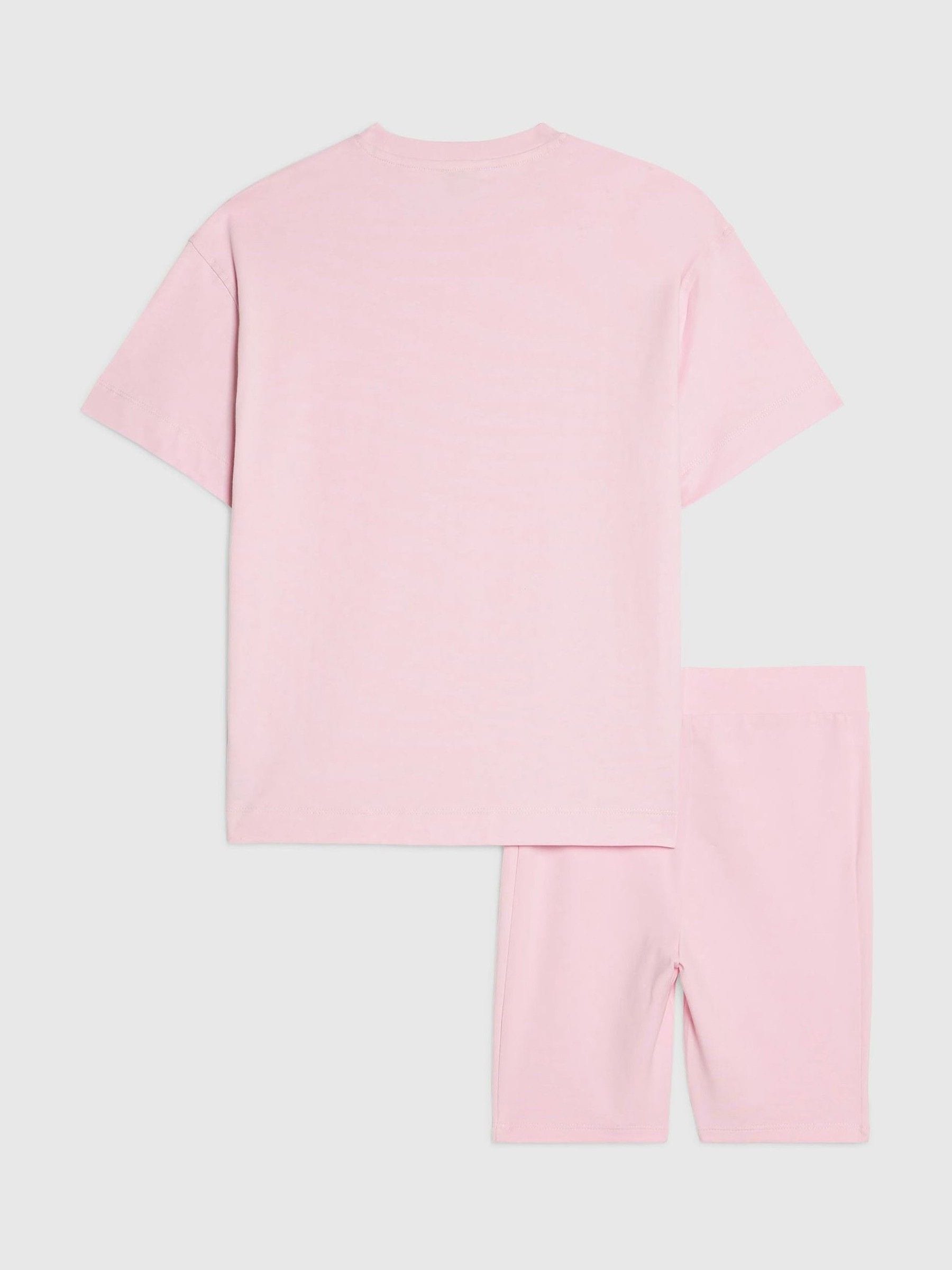 Dsiney Kidz - River Island Pink River Logo T-Shirt & Cycle Shorts Set image 2