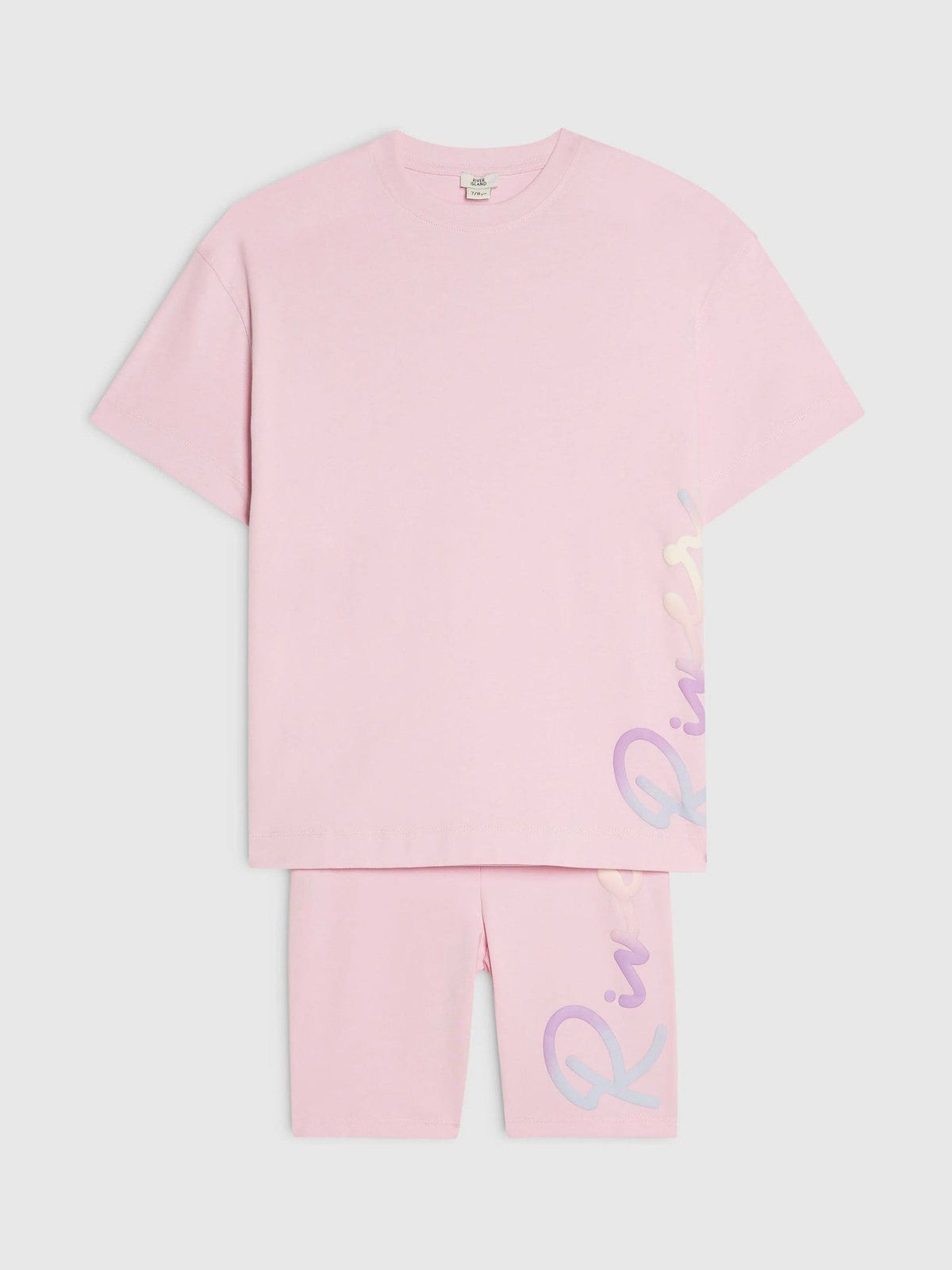 Dsiney Kidz - River Island Pink River Logo T-Shirt & Cycle Shorts Set image 3