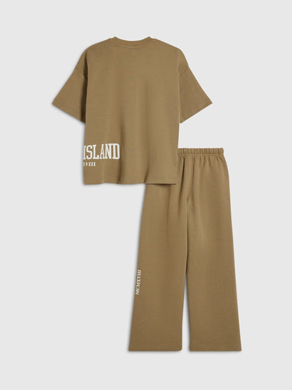 Dsiney Kidz - River Island Brown River Varsity T-Shirt & Joggers Set image 2