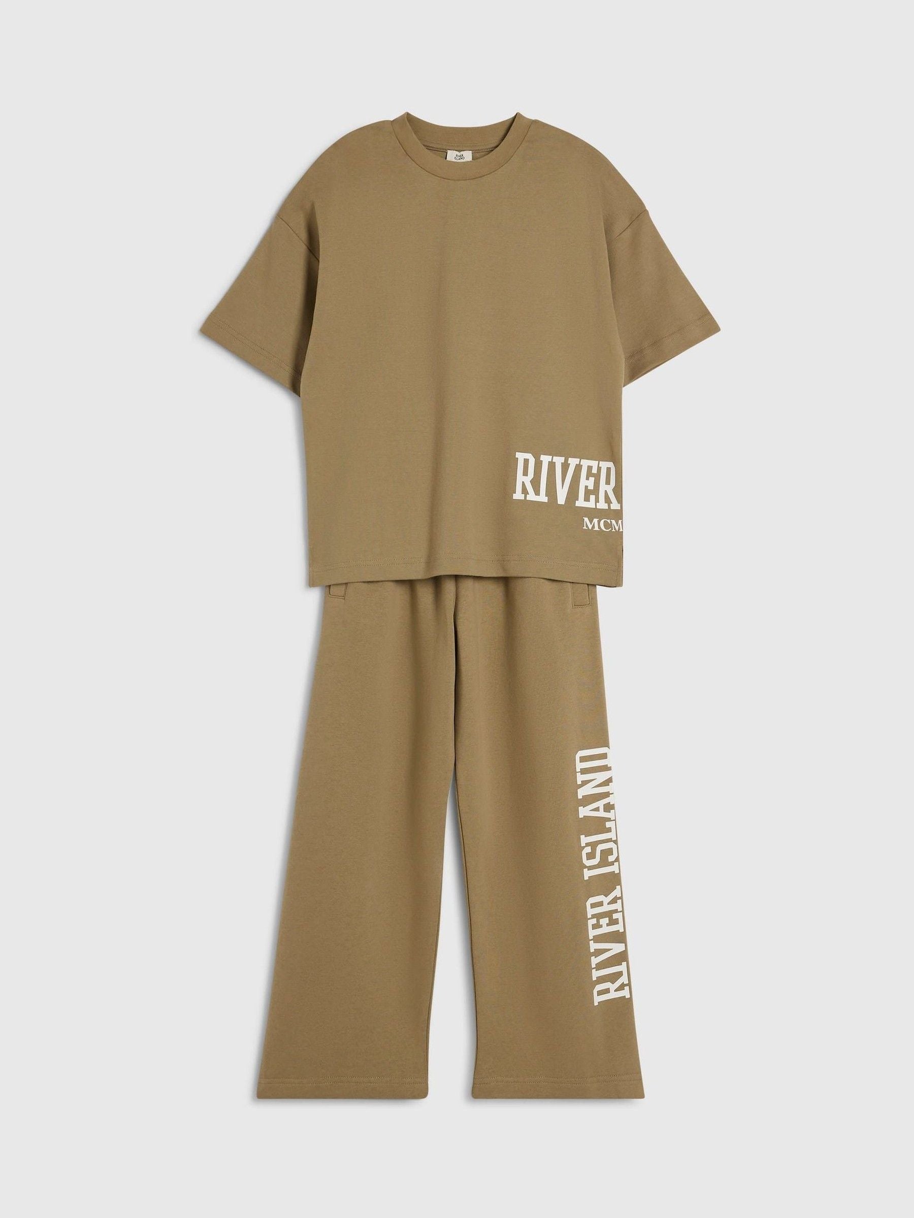 Dsiney Kidz - River Island Brown River Varsity T-Shirt & Joggers Set image 3