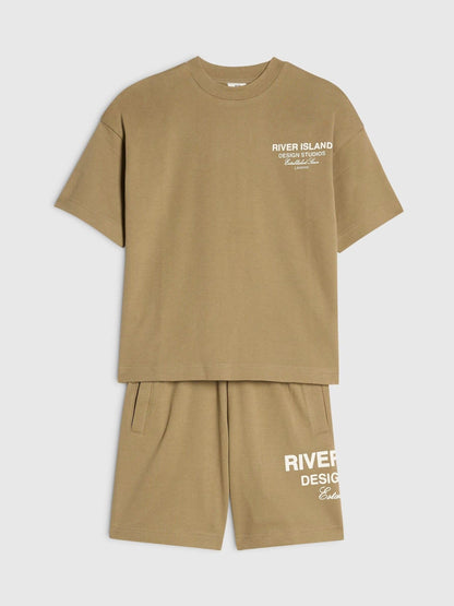 Dsiney Kidz - River Island Brown River Varsity T-Shirt & Shorts Set image 2