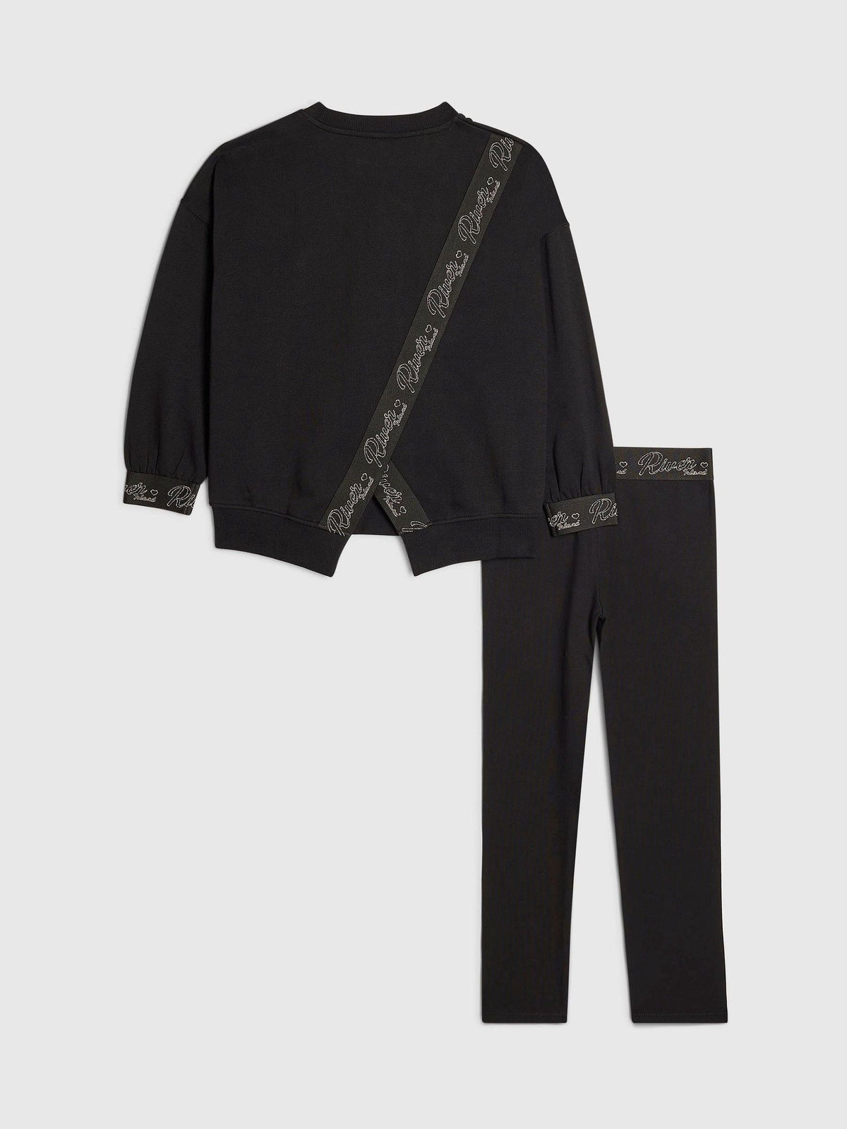 River Island Black Split Back Logo Sweatshirt & Leggings Set - image 1